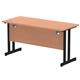 Impulse 1400 x 600mm Straight Desk Beech Top Black Cantilever Leg
