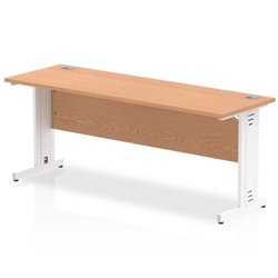 Impulse 1800 x 600mm Straight Desk Oak Top White Cable Managed Leg