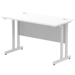 Impulse 1200/600 Rectangle Silver Cantilever Leg Desk White