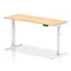 Air 1600 x 600mm Height Adjustable Desk Maple Top Cable Ports White Leg