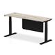 Air 1800 x 600mm Height Adjustable Desk Grey Oak Top Cable Ports Black Leg With Black Steel Modesty Panel