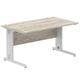 Impulse 1400 x 800mm Straight Desk Grey Oak Top Silver Cable Managed Leg