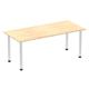 Impulse 1800mm Straight Table Maple Top Brushed Aluminium Post Leg
