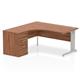 Impulse 1600 Left Hand Wire Managed Workstation 600 Pedestal Bundle Walnut