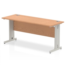 Impulse 1600/600 Rectangle Silver Cable Managed Leg Desk Oak Ref MI002730
