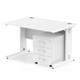 Impulse 1200 x 800mm Straight Desk White Top White Cable Managed Leg with 3 Drawer Mobile Pedestal Bundle