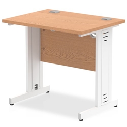 Impulse 800 x 600mm Straight Desk Oak Top White Cable Managed Leg