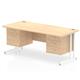 Impulse 1800 Rectangle White Cant Leg Desk MAPLE 1 x 2 Drawer 1 x 3 Drawer Fixed Ped