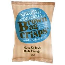 BROWN BAG CRISPS - SEA SALT AND MALT VINEGAR - 20X40G