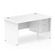 Impulse 1400 Rectangle Panel End Leg Desk WHITE 1 x 3 Drawer Fixed Ped