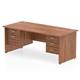 Impulse 1800 Rectangle Panel End Leg Desk WALNUT 1 x 2 Drawer 1 x 3 Drawer Fixed Ped