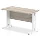 Impulse 1200 x 600mm Straight Desk Grey Oak Top White Cable Managed Leg
