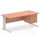 Impulse 1800 x 800mm Straight Desk Beech Top Silver Cable Managed Leg 1 x 2 Drawer Fixed Pedestal