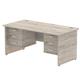 Impulse 1600 x 800mm Straight Desk Grey Oak Top Panel End Leg 2 x 3 Drawer Fixed Pedestal