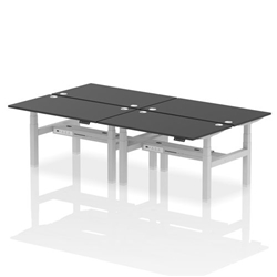 Air Back-to-Back 1400 x 800mm Height Adjustable 4 Person Bench Desk Black Top CP Silver Frame