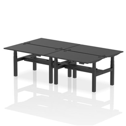 Air Back-to-Back 1400 x 800mm Height Adjustable 4 Person Office Bench Desk Black Top with Cable Ports Black Frame