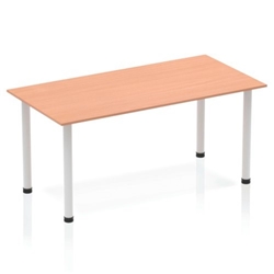 Impulse Straight Table 1400 Beech Post Leg Silver