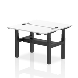 Air Back-to-Back 1200 x 600mm Height Adjustable 2 Person Bench Desk White Top CP Black Frame