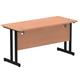 Impulse 1400 x 600mm Straight Desk Beech Top Black Cantilever Leg