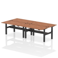 Air Back-to-Back 1600 x 800mm Height Adjustable 4 Person Bench Desk Walnut Top CP Black Frame