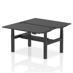 Air Back-to-Back 1400 x 800mm Height Adjustable 2 Person Bench Desk Black Top CP Black Frame