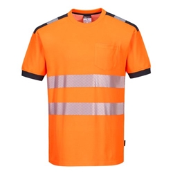 Portwest PW3 Hi Vis Cotton Comfort T-Shirt S/S 3XL Orange/Gry