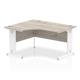 Impulse 1400mm Left Crescent Desk Grey Oak Top White Cable Managed Leg