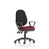 Eclipse XL III Lever Task Operator Chair Black Back Chilli Colour Seat With Loop Arms Ref KCUP0917