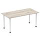 Impulse 1600mm Straight Table Grey Oak Top White Post Leg