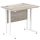 Impulse 800 x 600mm Straight Desk Grey Oak Top White Cantilever Leg