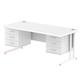Impulse 1800 x 800mm Straight Desk White Top White Cantilever Leg 2 x 3 Drawer Fixed Pedestal
