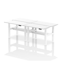 Air Back-to-Back 1200 x 600mm Height Adjustable 4 Person Bench Desk White Top CP White Frame