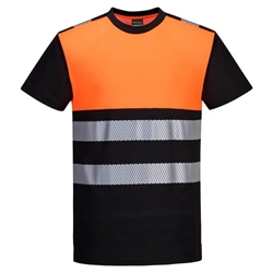 Portwest PW3 Hi Vis Cotton Comfort Class 1 T-Shirt S/S 3XL Blk/Orange
