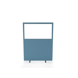 Impulse Plus Clear Half Vision 1650/1200 Floor Free Standing Screen Sky Blue Fabric Light Grey Edges