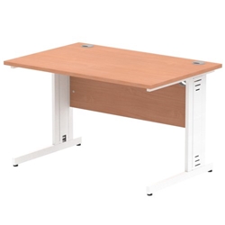 Impulse 1200/800 Rectangle White Cable Managed Leg Desk Beech