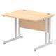 Impulse 1000 x 800mm Straight Desk Maple Top Silver Cantilever Leg