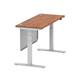 Air 1400 x 600mm Height Adjustable Desk Walnut Top Cable Ports Silver Leg With Silver Steel Modesty Panel