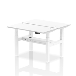 Air Back-to-Back 1200 x 600mm Height Adjustable 2 Person Bench Desk White Top CP White Frame