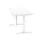 Air 1600 x 800mm Height Adjustable Desk White Top Cable Ports White Leg With White Steel Modesty Panel