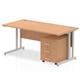 Impulse 1200 x 800mm Straight Desk Beech Top Silver Cantilever Leg with 3 Drawer Mobile Pedestal Bundle