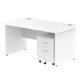 Impulse 1400 x 800mm Straight Desk White Top Panel End Leg with 2 Drawer Mobile Pedestal Bundle