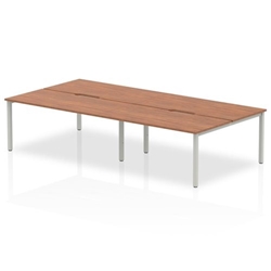 B2B Silver Frame Bench Desk 1600 Walnut (4 Pod)