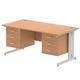 Impulse 1600 x 800mm Straight Desk Oak Top Silver Cable Managed Leg 2 x 3 Drawer Fixed Pedestal