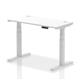 Air 1200 x 600mm Height Adjustable Desk White Top Cable Ports Silver Leg