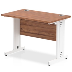 Impulse 1000 x 600mm Straight Desk Walnut Top White Cable Managed Leg