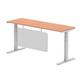 Air 1800 x 600mm Height Adjustable Desk Beech Top Cable Ports Silver Leg With Silver Steel Modesty Panel