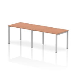 Single Silver Frame Bench Desk 1200 Beech (2 Pod)