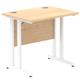 Impulse 800 x 600mm Straight Desk Maple Top White Cantilever Leg
