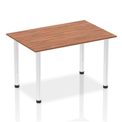Impulse 1400mm Straight Table Walnut Top Chrome Post Leg