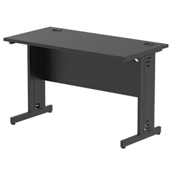 Impulse 1200 x 600mm Straight Office Desk Black Top Black Cable Managed Leg